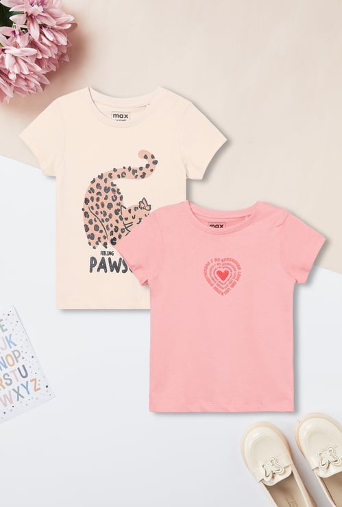 Girls Printed T-shirts - Pack of 2