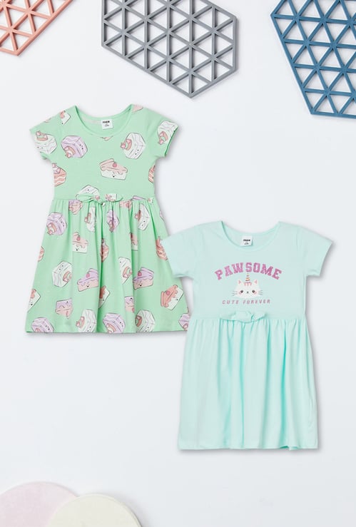 Girls Printed Dress - Pack of 2