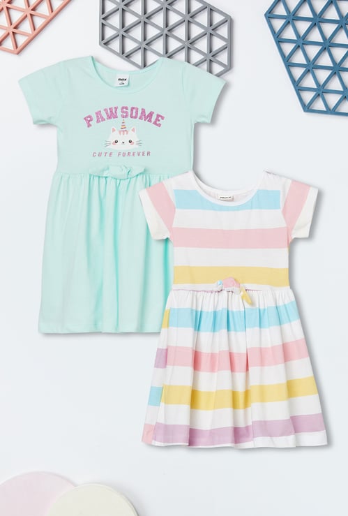 Girls Printed Dresses - Pack of 2