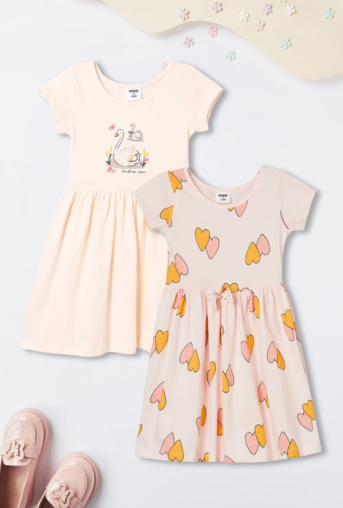 Girls Printed Dresses - Pack of 2