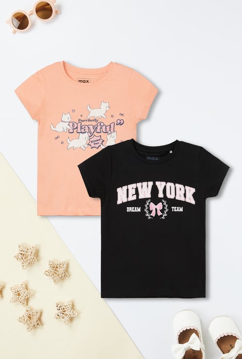 Girls Printed T-shirt - Pack of 2