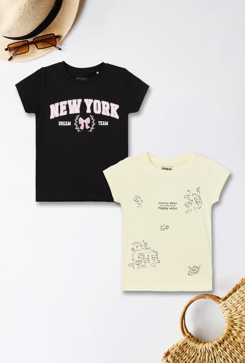 Girls Printed T-shirt - Pack of 2