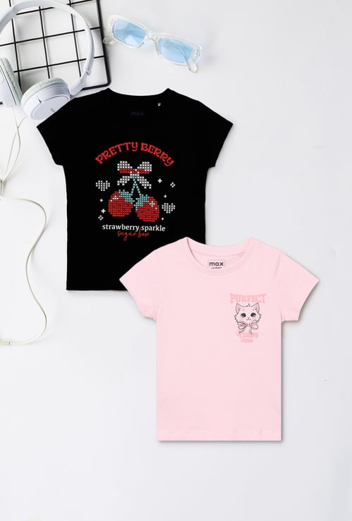 Girls Printed T-shirts - Pack of 2