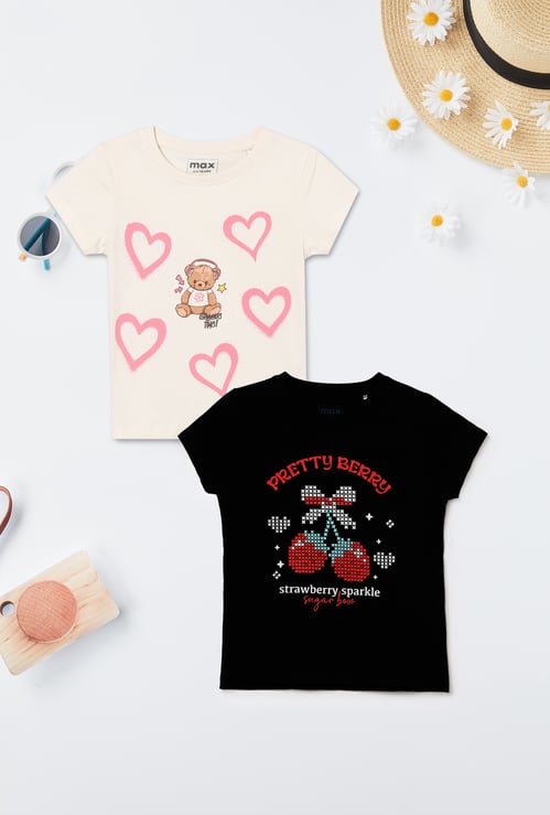 Girls Printed T-shirts - Pack of 2