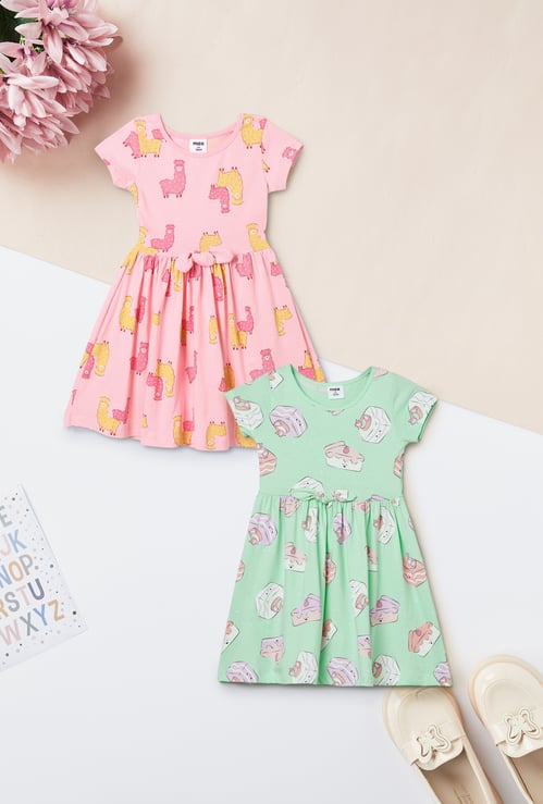 Girls Printed Dress - Pack of 2