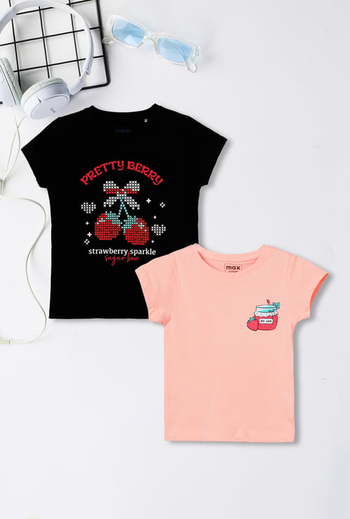 Girls Printed T-shirt - Pack of 2