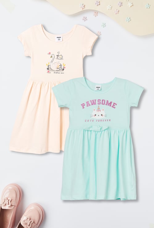 Girls Printed Dress - Pack of 2