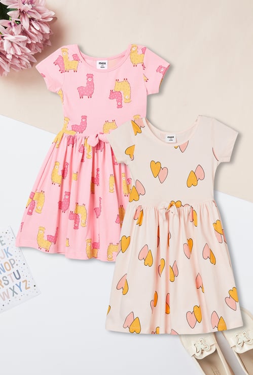 Girls Printed Dress - Pack of 2