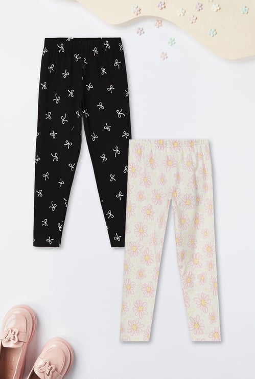 Girls Printed Leggings - Pack of 2
