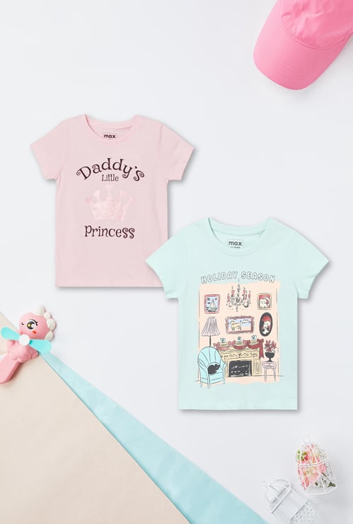 Girls Printed T-shirts - Pack of 2