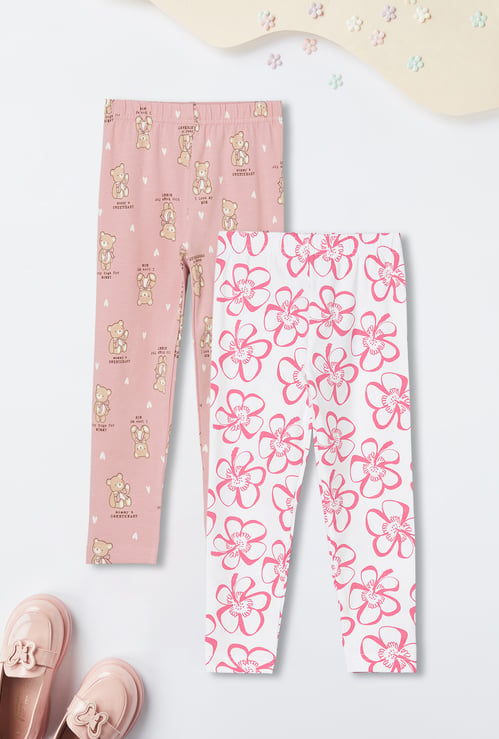 Girls Printed Leggings - Pack of 2