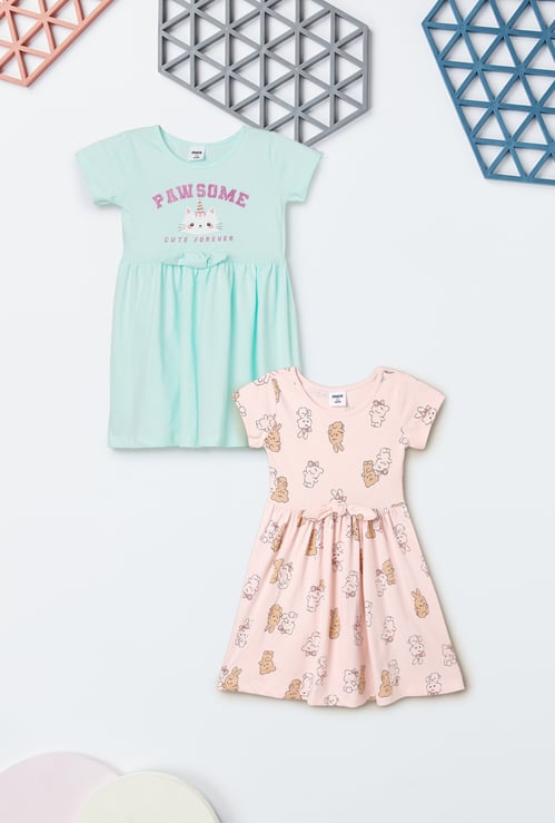 Girls Printed Dress - Pack of 2