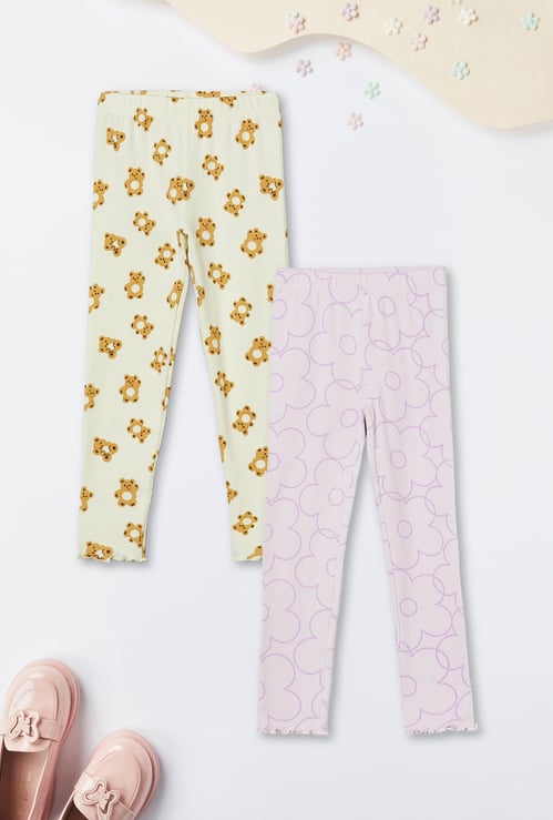Girls Printed Leggings - Pack of 2