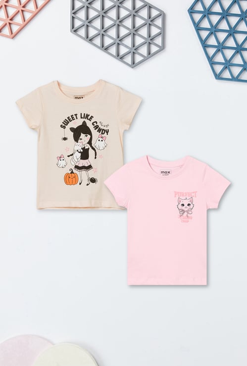 Girls Printed T-shirts - Pack of 2