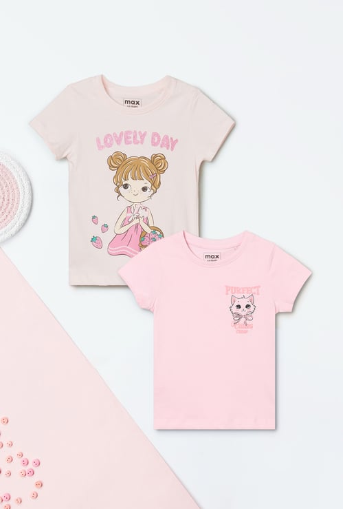 Girls Printed T-shirts - Pack of 2