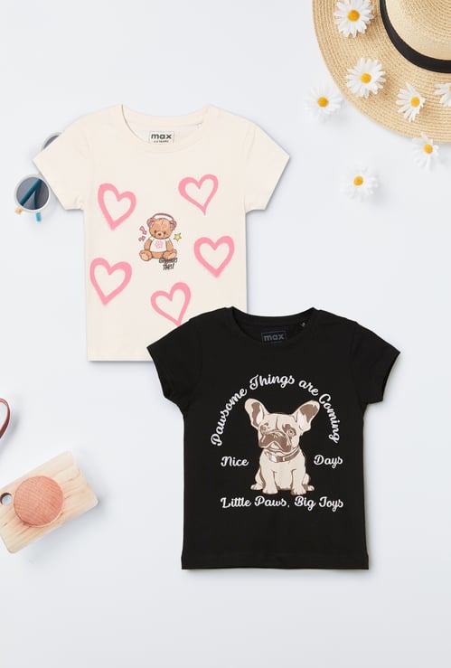 Girls Printed T-shirts - Pack of 2