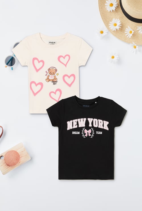 Girls Printed T-shirt - Pack of 2