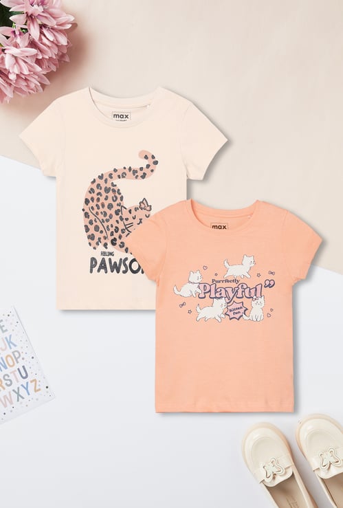Girls Printed T-shirt - Pack of 2