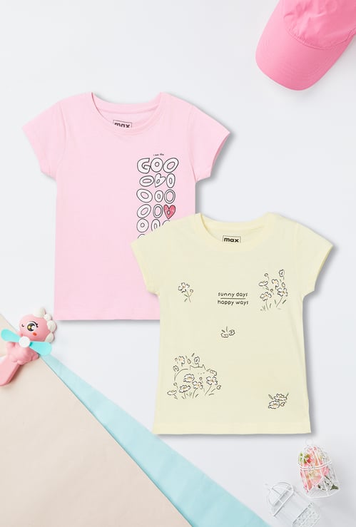 Girls Printed T-shirts - Pack of 2