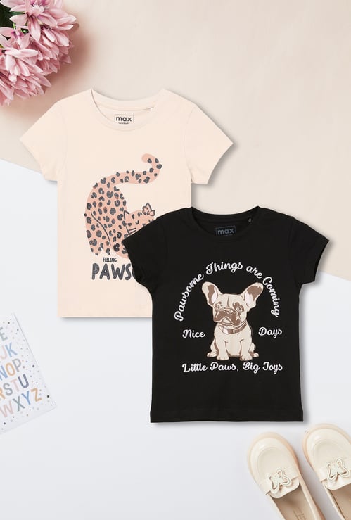 Girls Printed T-shirt - Pack of 2