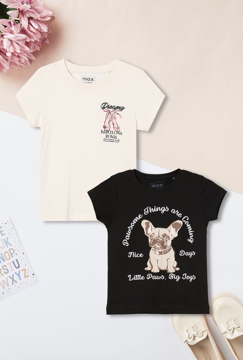Girls Printed T-shirt - Pack of 2