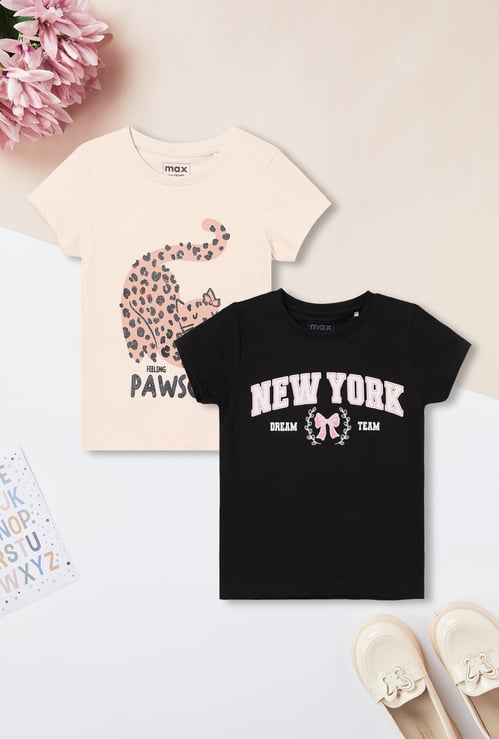 Girls Printed T-shirt - Pack of 2