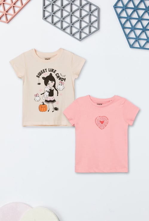 Girls Printed T-shirts - Pack of 2