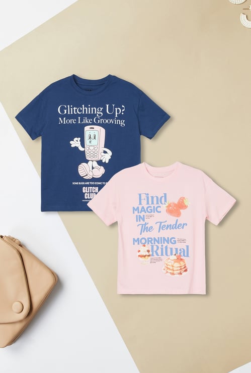 Girls Printed T-shirt - Pack of 2