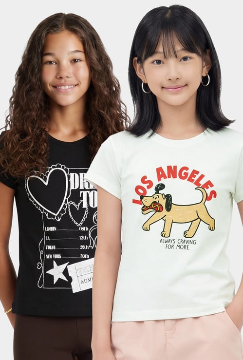 Girls Printed T-shirts - Pack of 2