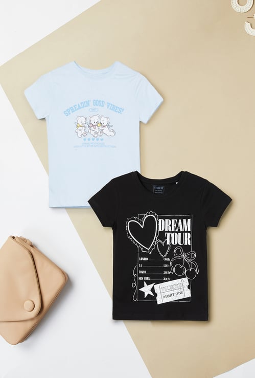 Girls Printed T-shirt - Pack of 2