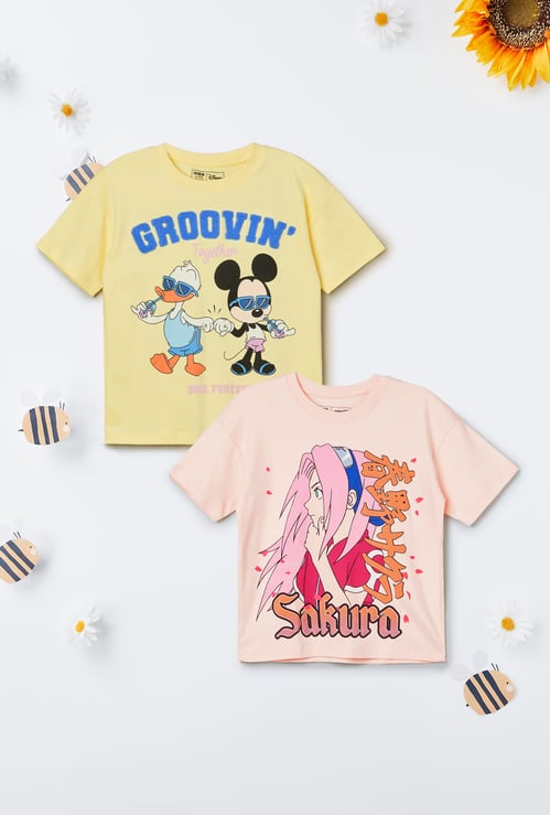 Girls Printed T-shirts - Pack of 2
