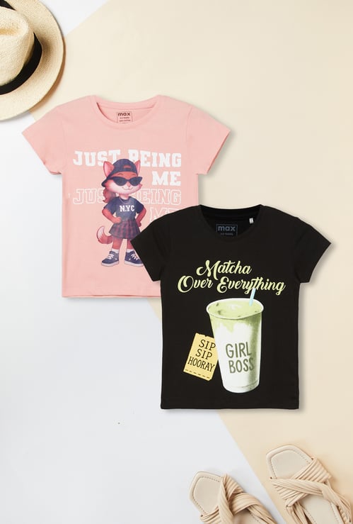 Girls Printed T-shirt - Pack of 2