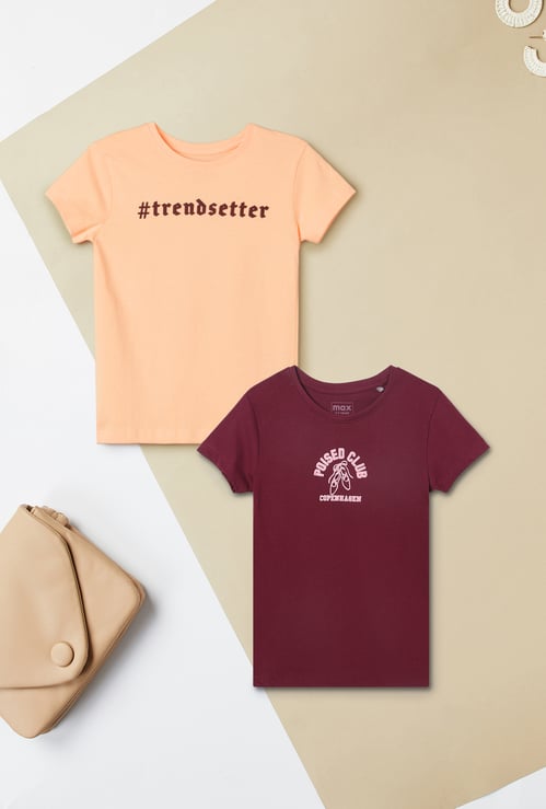 Girls Printed T-shirt - Pack of 2
