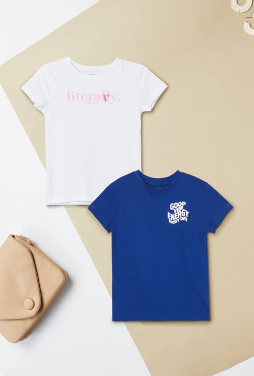 Girls Printed T-shirts - Pack of 2