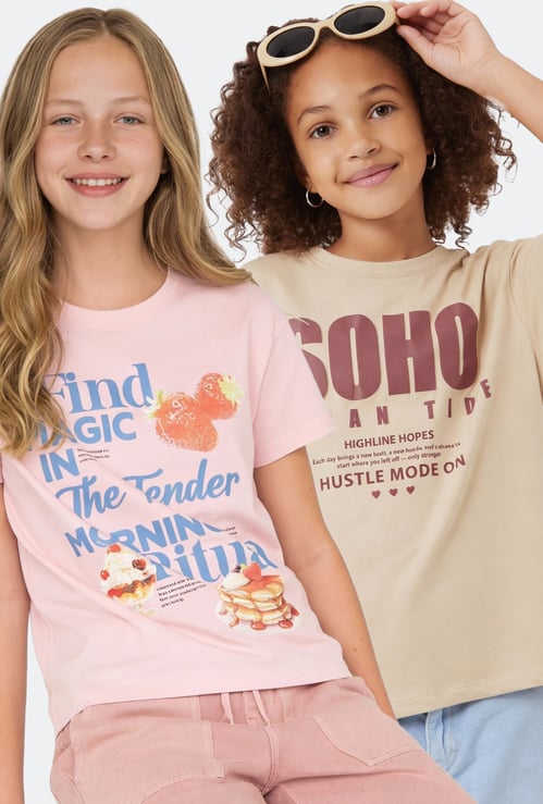 Girls Printed T-shirt - Pack of 2