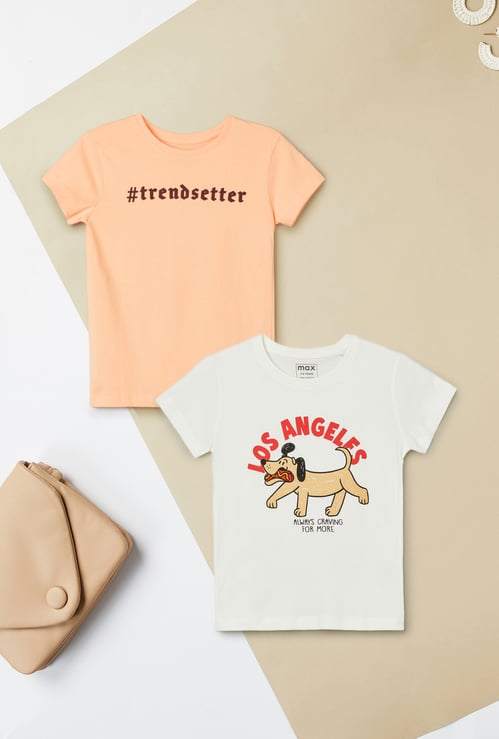 Girls Printed T-shirts - Pack of 2