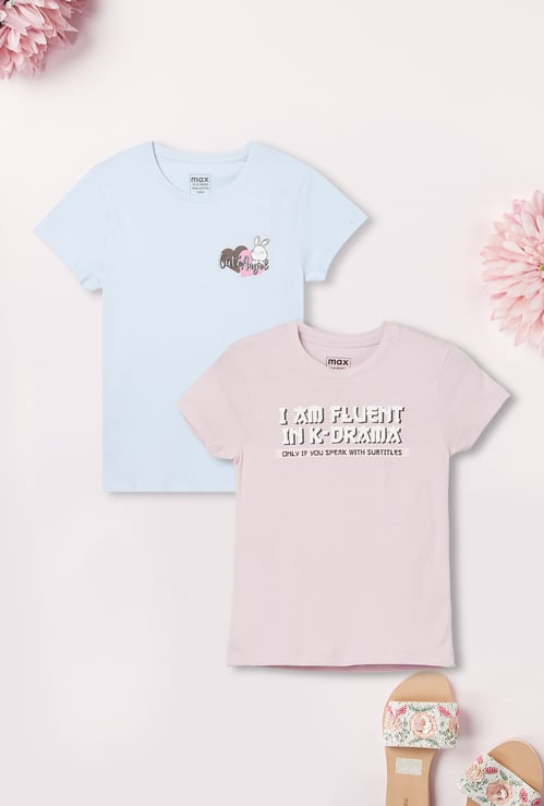 Girls Printed T-shirt - Pack of 2
