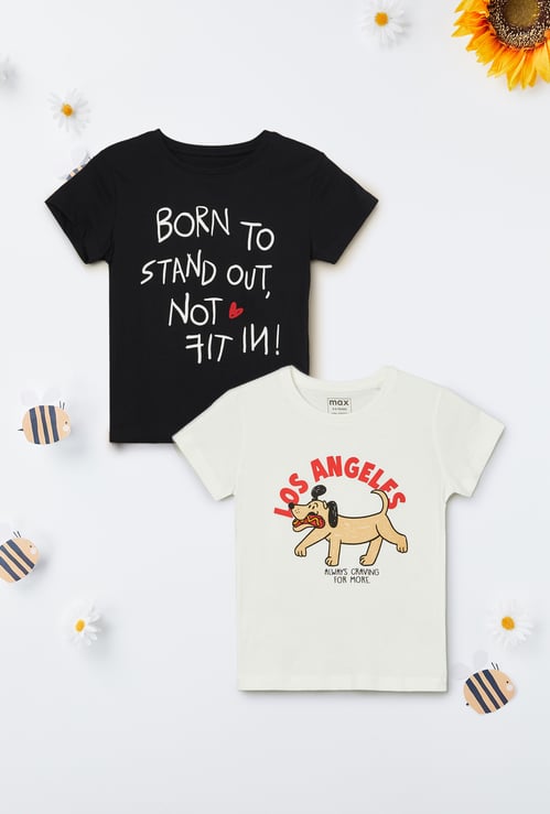 Girls Printed T-shirts - Pack of 2
