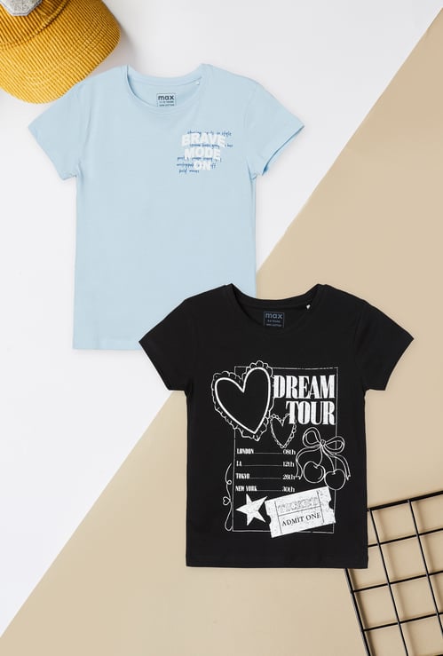 Girls Printed T-shirts - Pack of 2