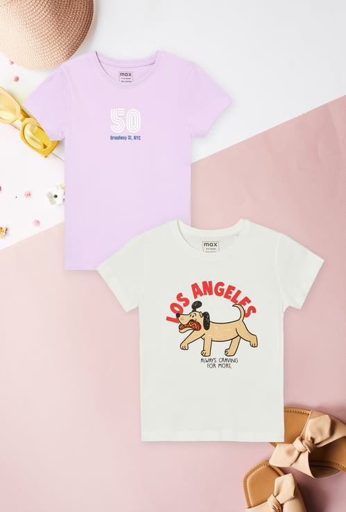Girls Printed T-shirts - Pack of 2