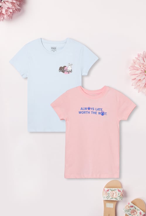 Girls Printed T-shirt - Pack of 2