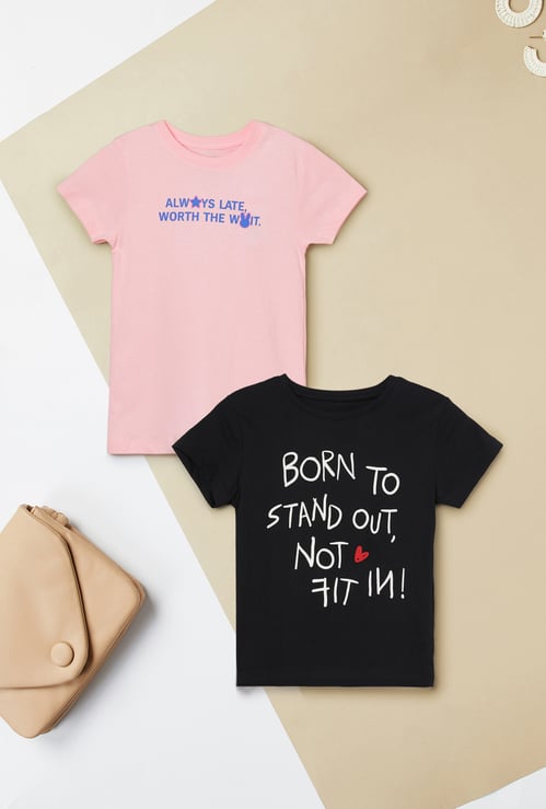 Girls Printed T-shirts - Pack of 2