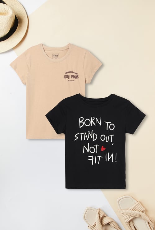 Girls Printed T-shirt - Pack of 2