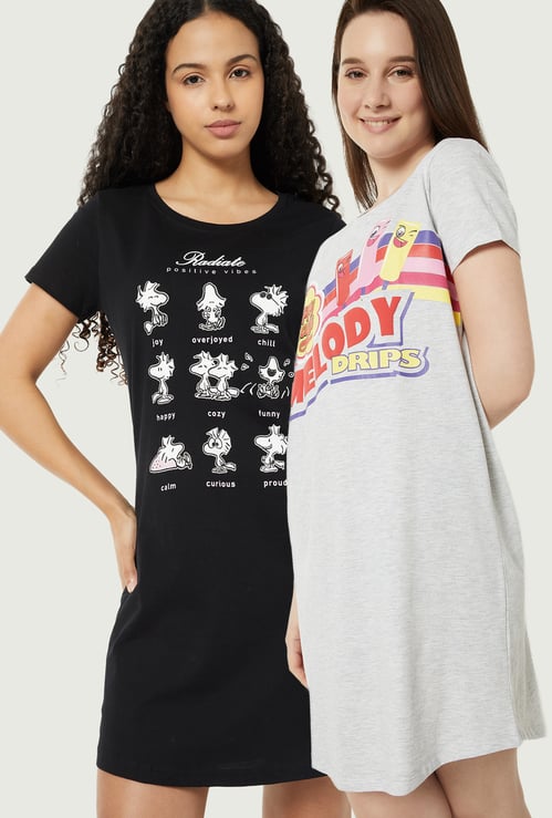 Women Printed Nightdress - Pack of 2