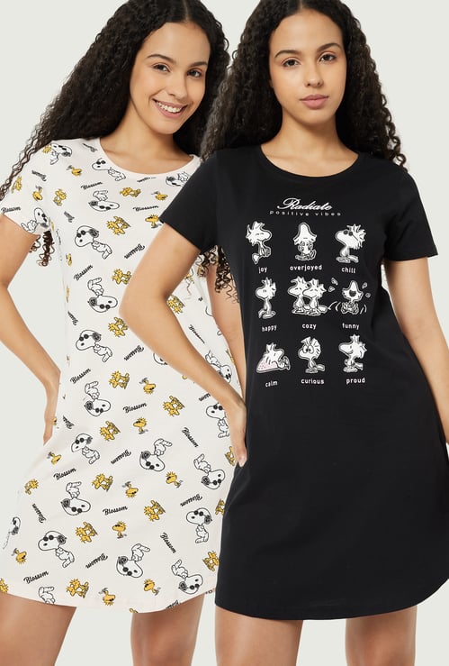 Women Character Print Nightdress - Pack of 2