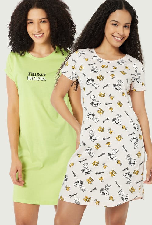 Women Printed Nightdress - Pack of 2