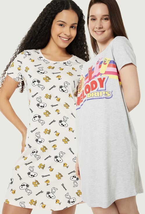 Women Printed Nightdress - Pack of 2