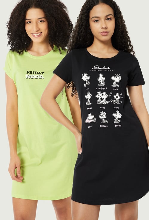 Women Printed Nightdress - Pack of 2