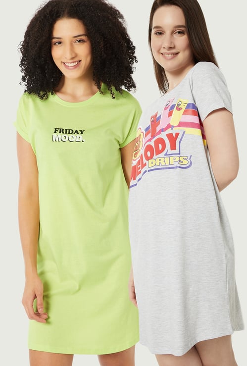 Women Printed Nightdresses - Pack of 2