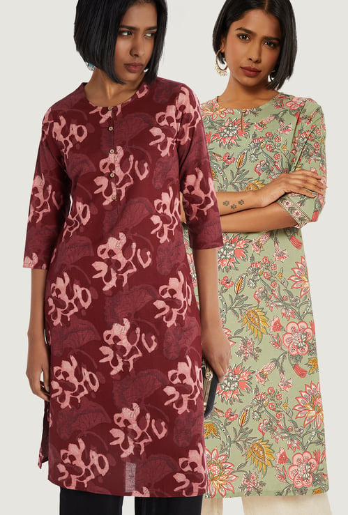Women Printed Straight Kurtas - Pack of 2